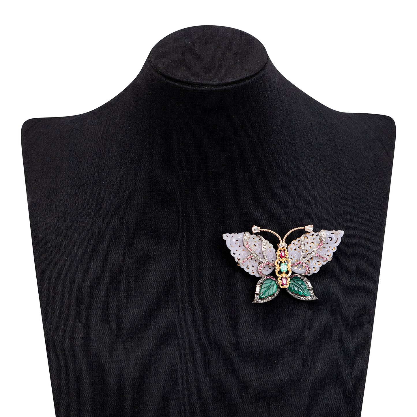 Fluttering Lavender Jade Butterfly Brooch