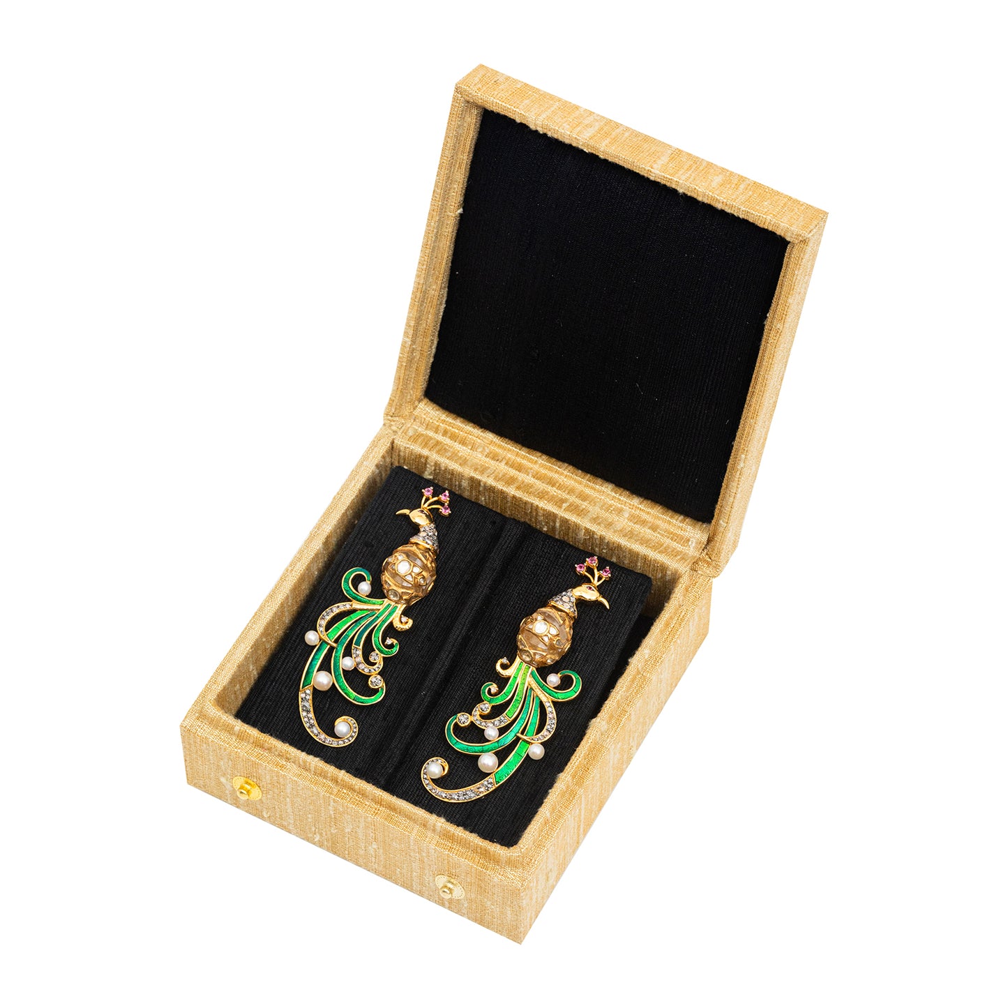 Peacock Earring with Kundan and Diamond