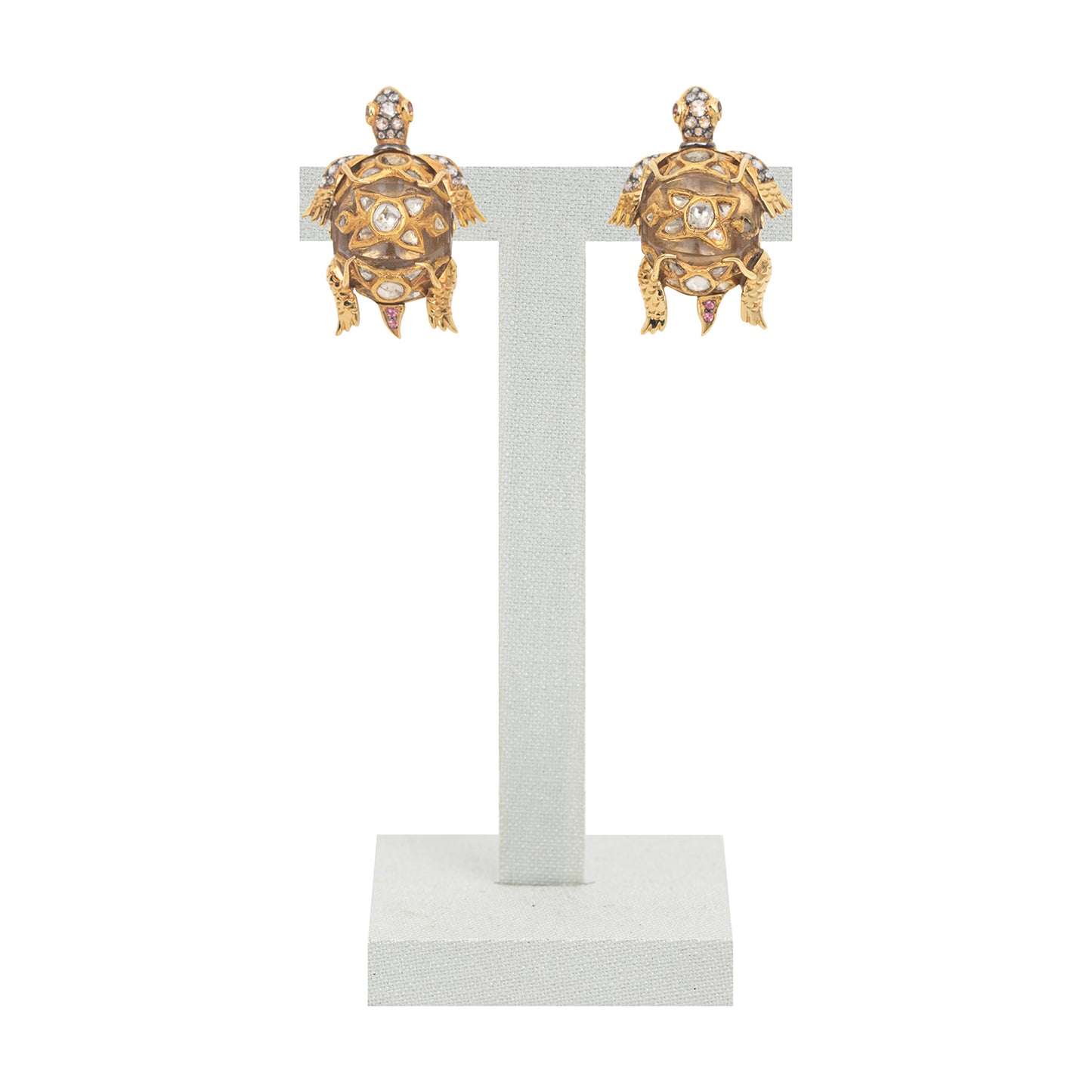 Diamond and Crystal Studded Sea Turtle Earrings