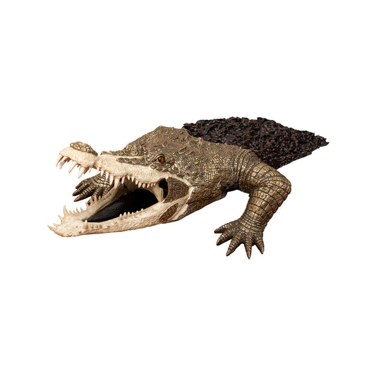 Keyaki Wood Emerging Crocodile Sculpture
