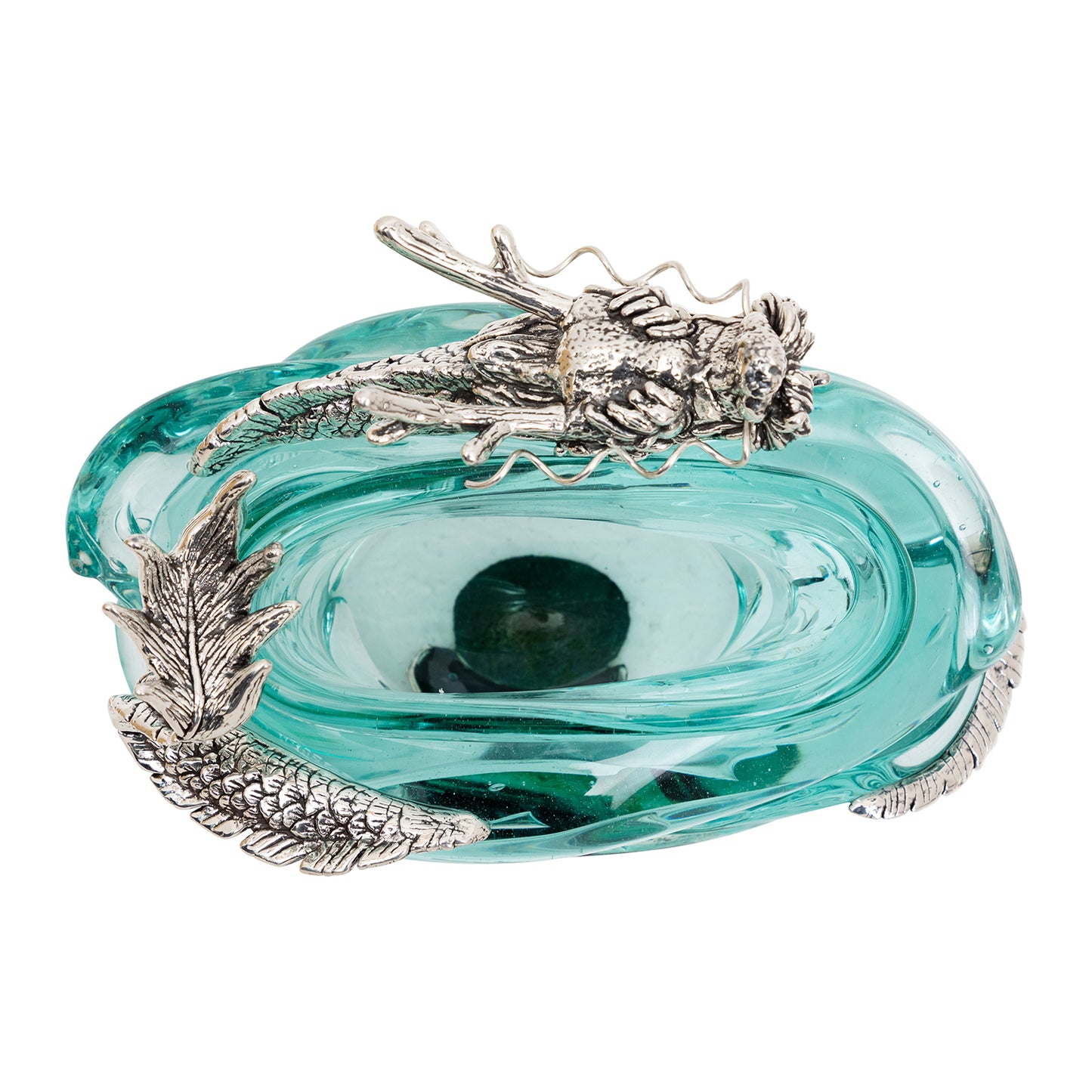 Glass Container with Silver Dragon