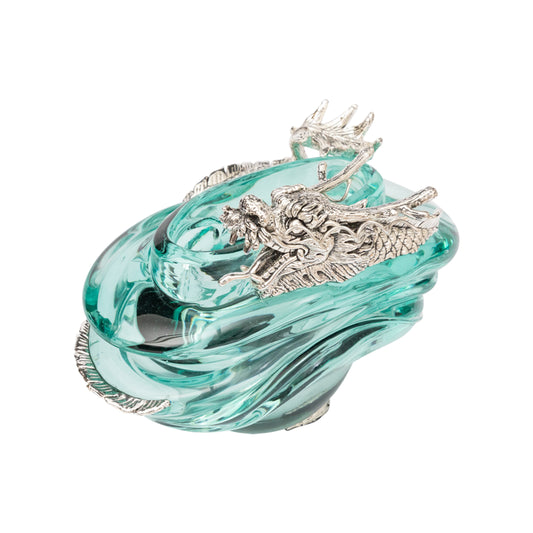 Glass Container with Silver Dragon
