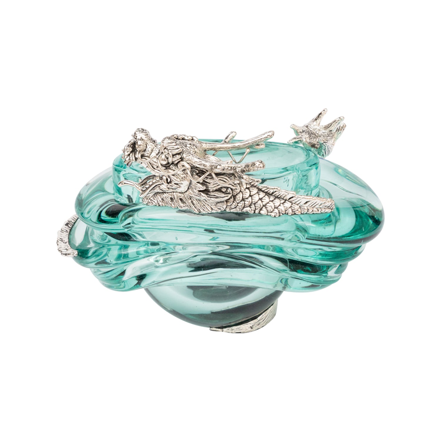 Glass Container with Silver Dragon