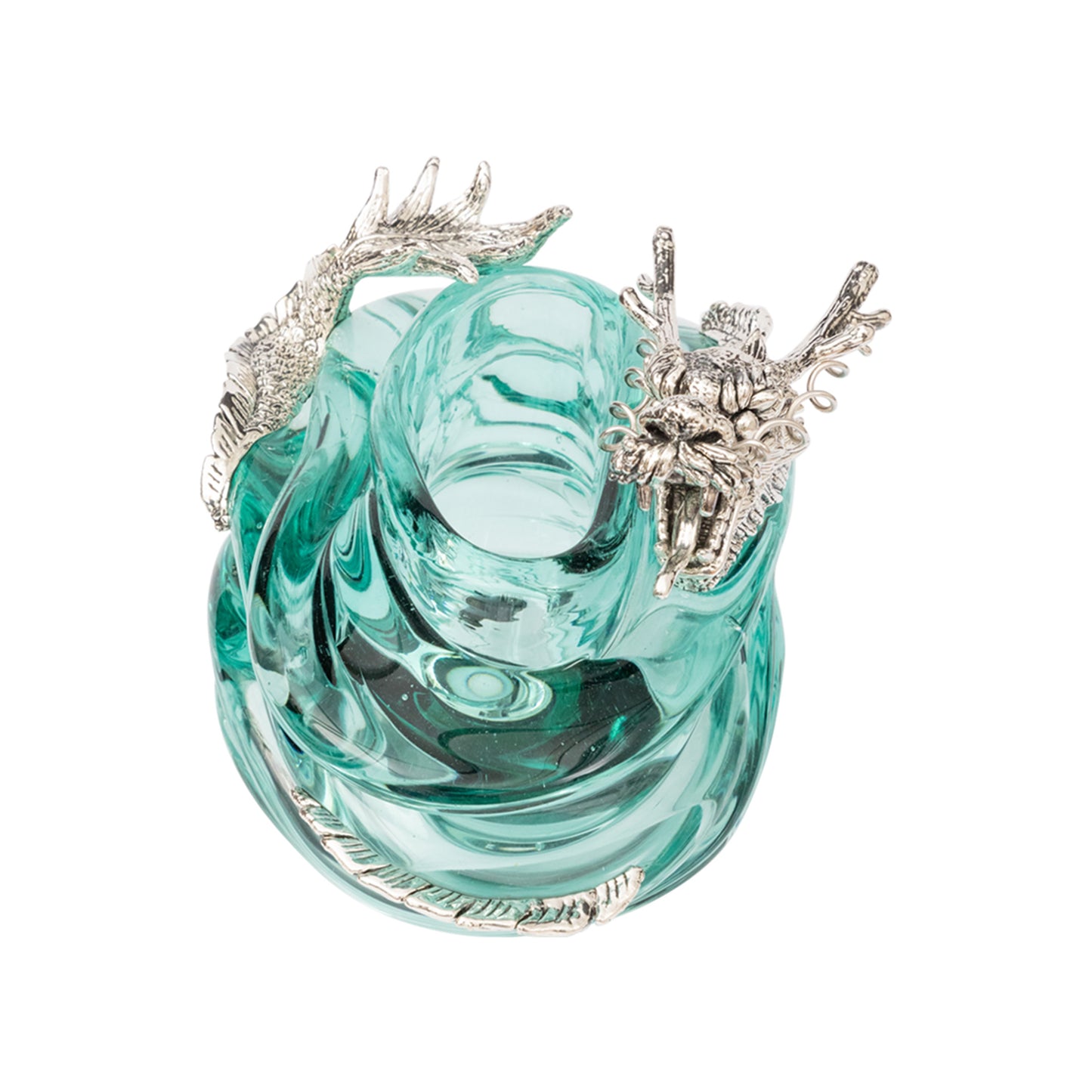 Glass Container with Silver Dragon