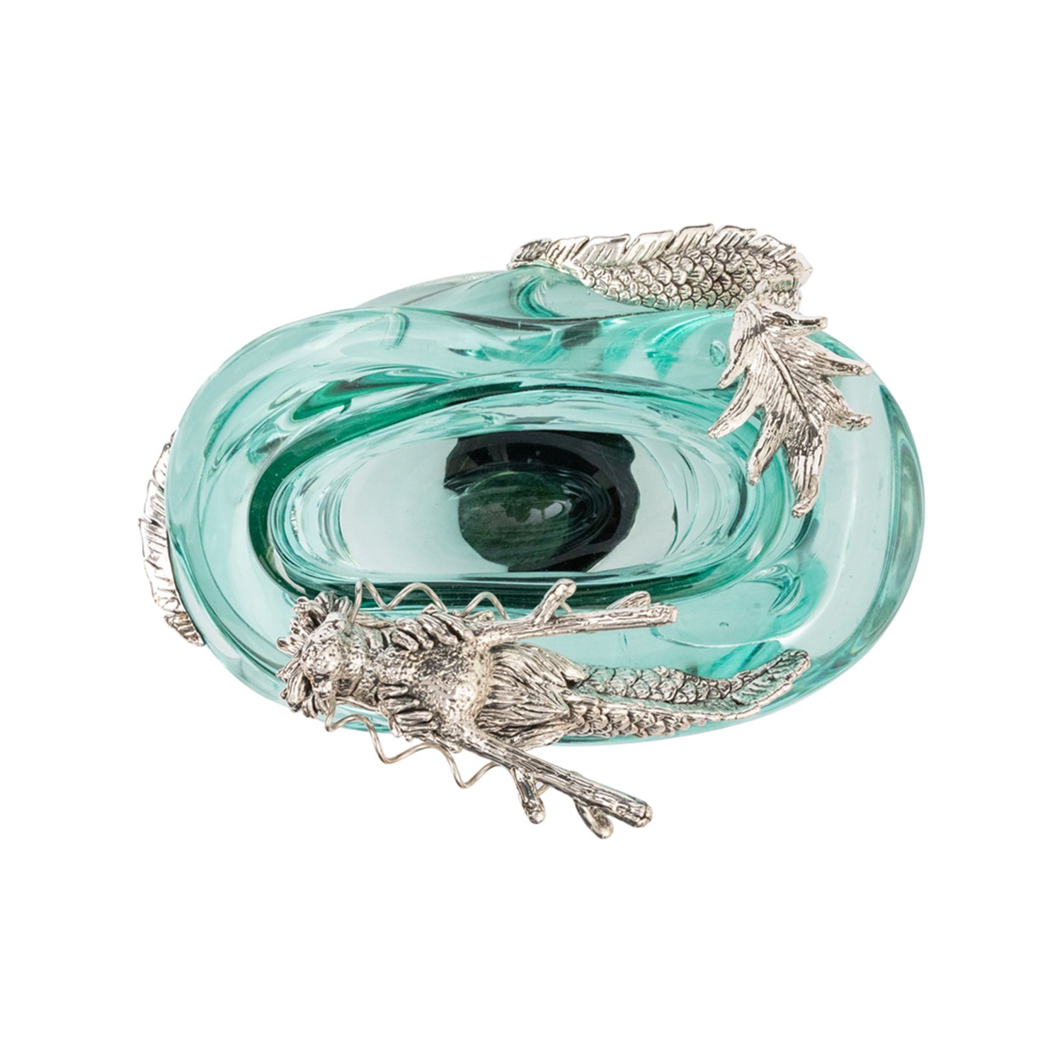 Glass Container with Silver Dragon