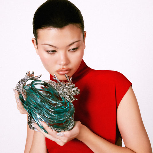 Glass Container with Silver Dragon