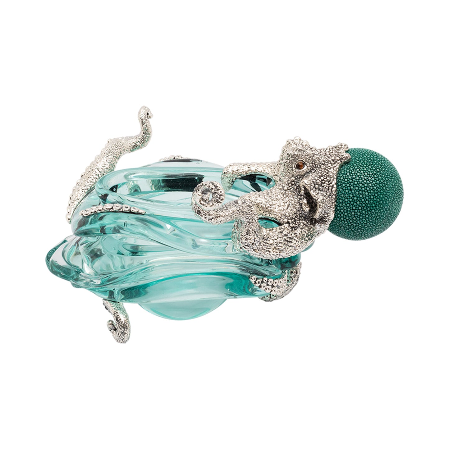 Glass Bowl with Silver Octopus