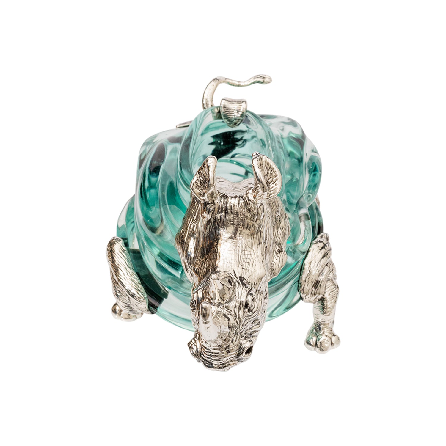 Glass Bowl with Silver Rhino