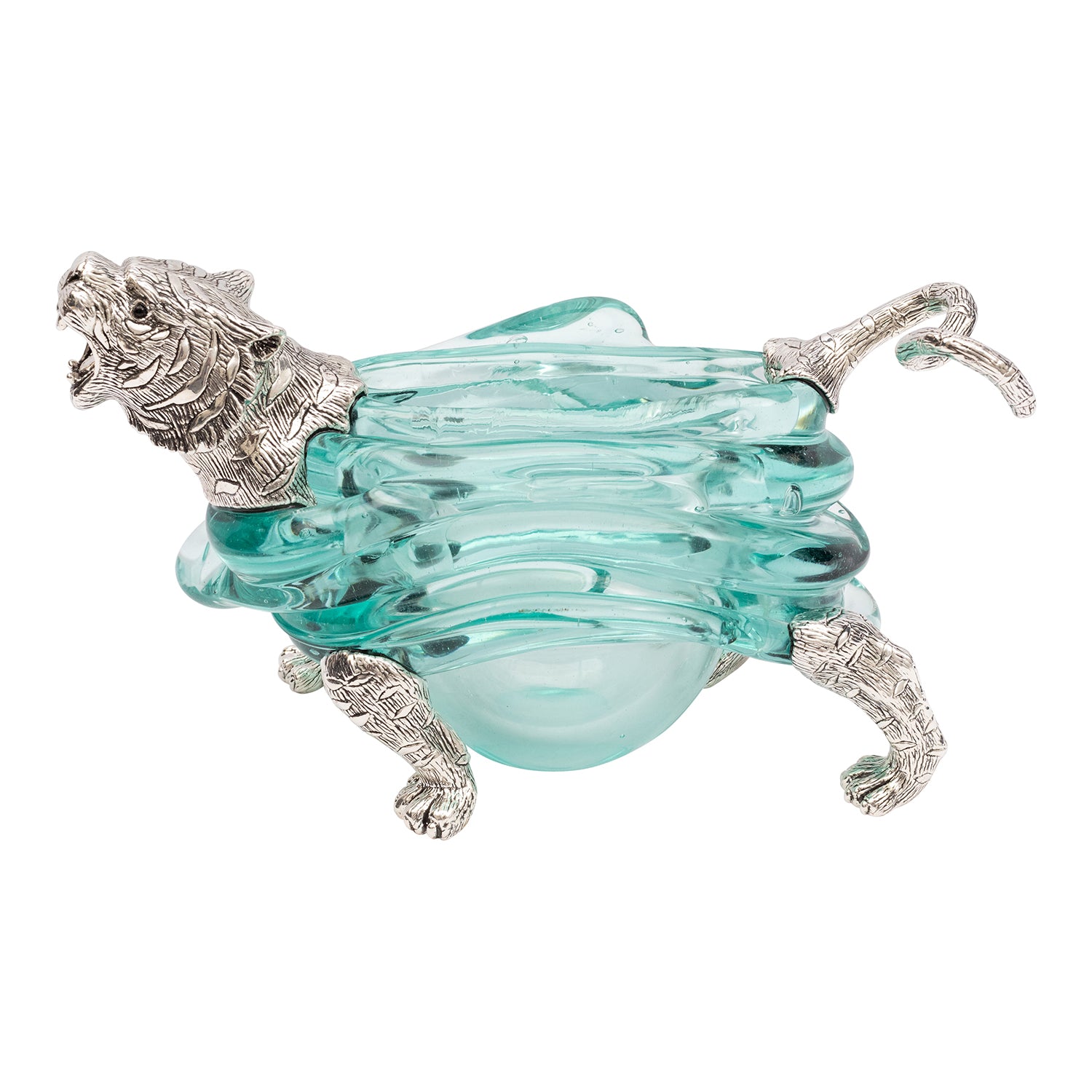 Glass Container with Silver Tiger