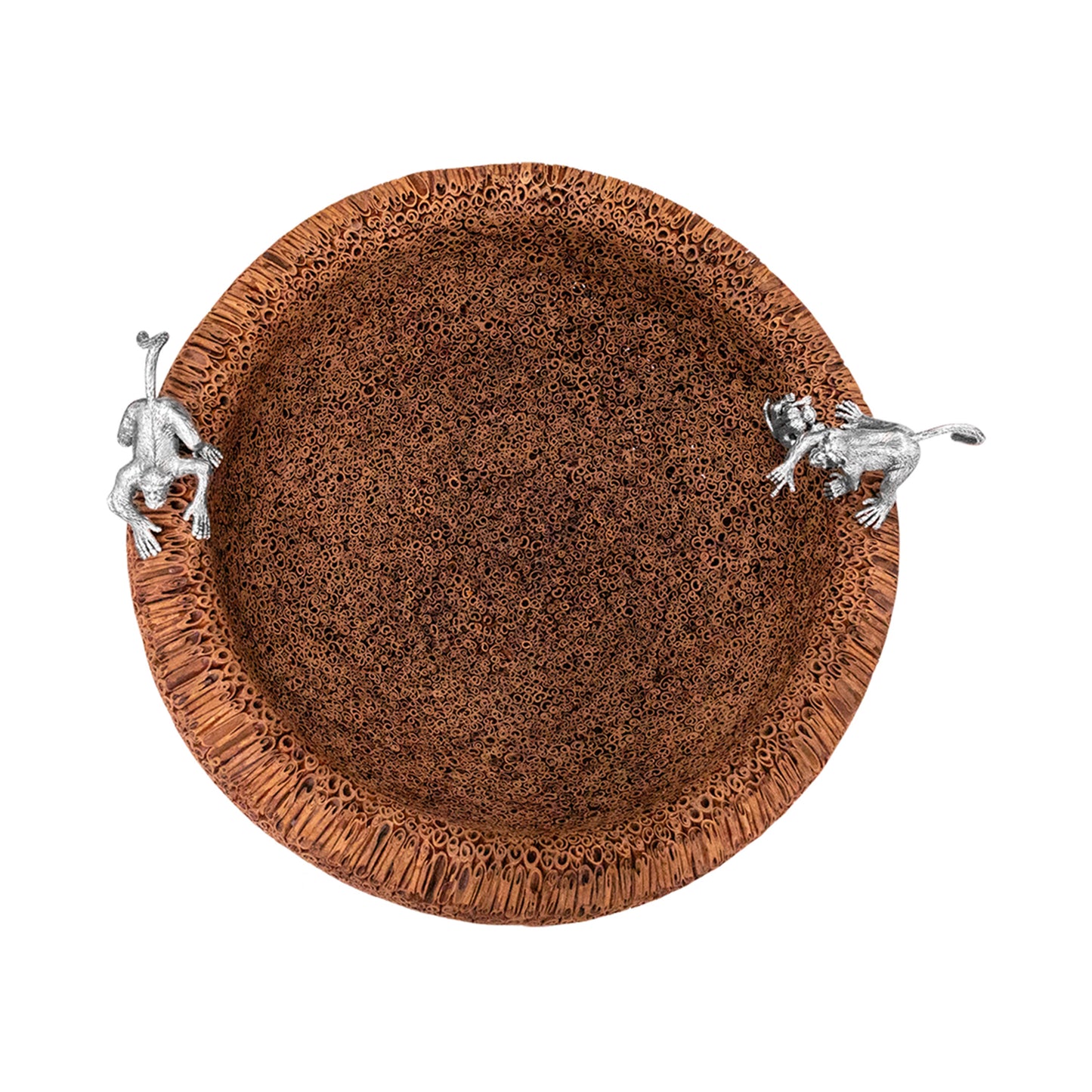 Cinnamon Bowl with Silver Monkeys