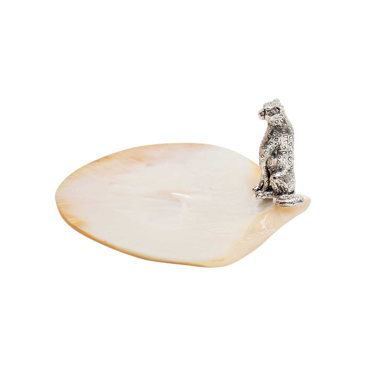 Mother of Pearl Plate with Silver Cheetah