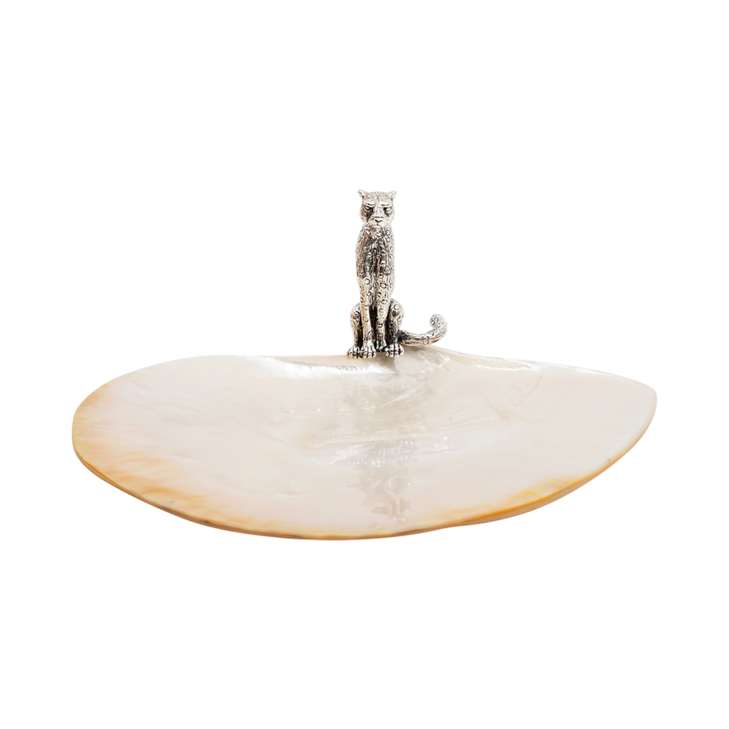 Mother of Pearl Plate with Silver Cheetah
