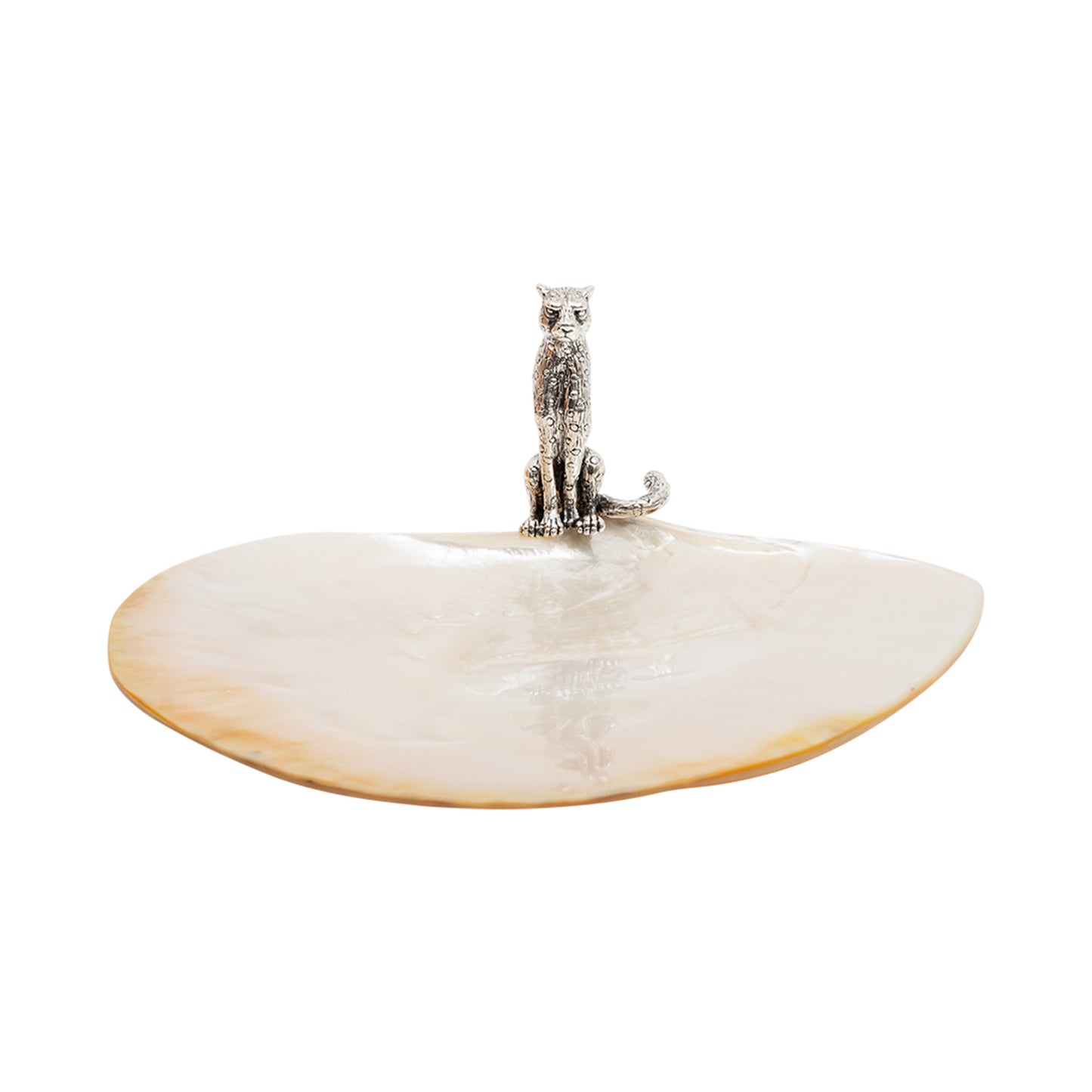 Mother of Pearl Plate with Silver Cheetah