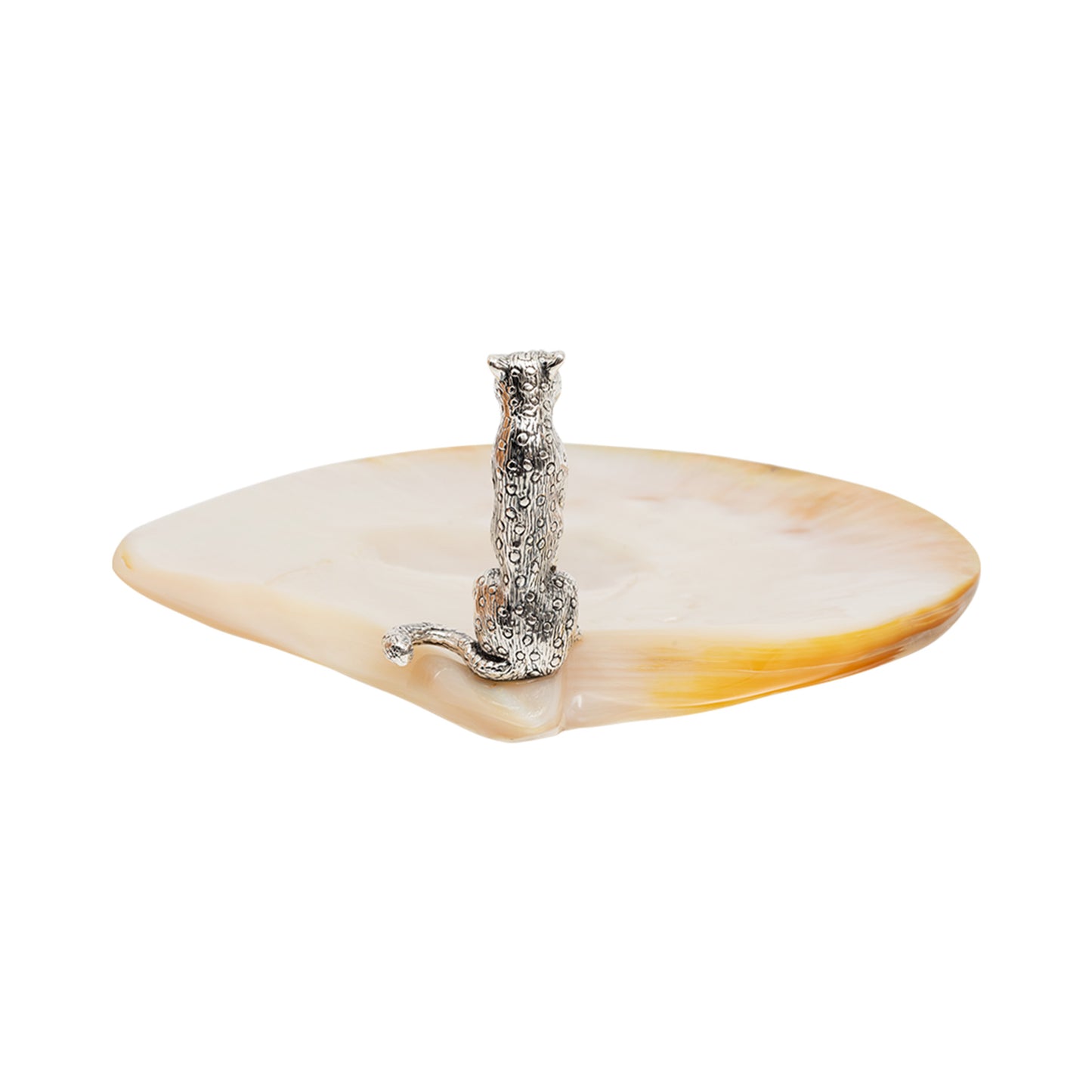 Mother of Pearl Plate with Silver Cheetah
