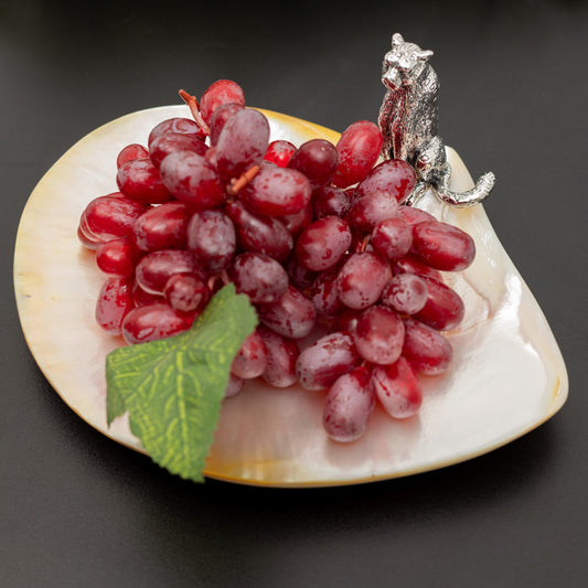 Mother of Pearl Plate with Silver Cheetah