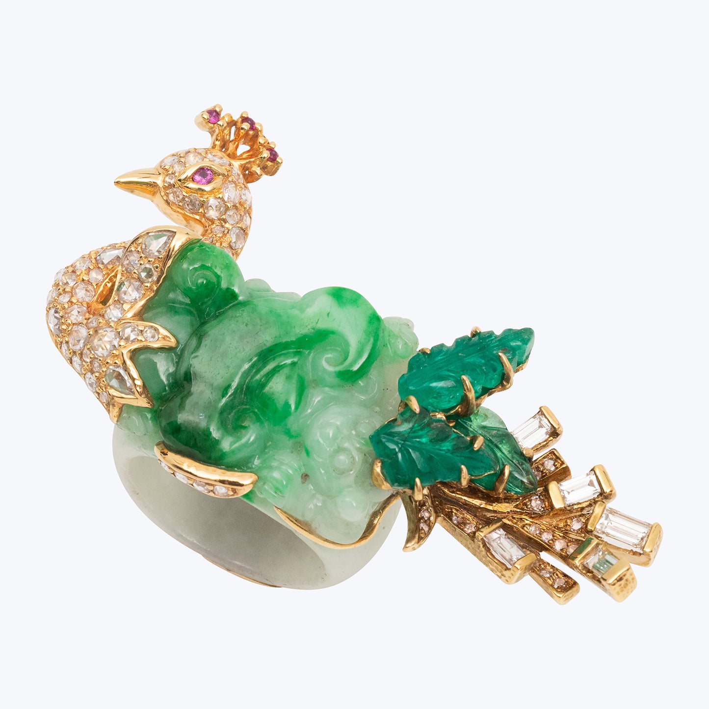 Dancing Peacock Jade Ring