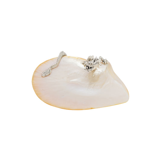 Mother of Pearl Plate with Swirling Dragon
