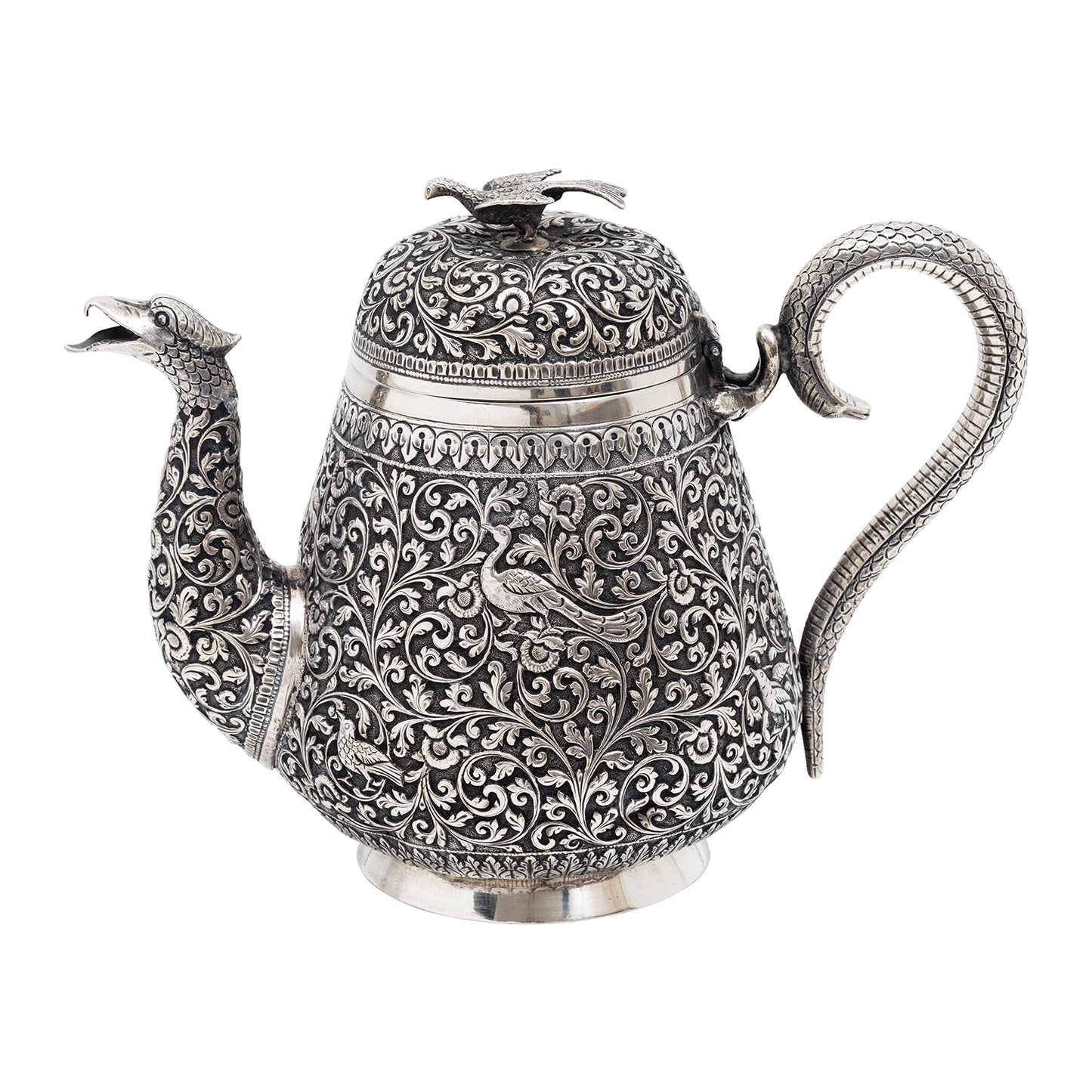 Antique Indian Kutch Silver Tea Pot (Circa 1850-1880)