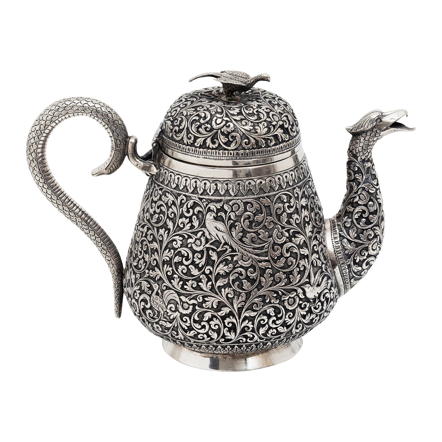 Antique Indian Kutch Silver Tea Pot (Circa 1850-1880)