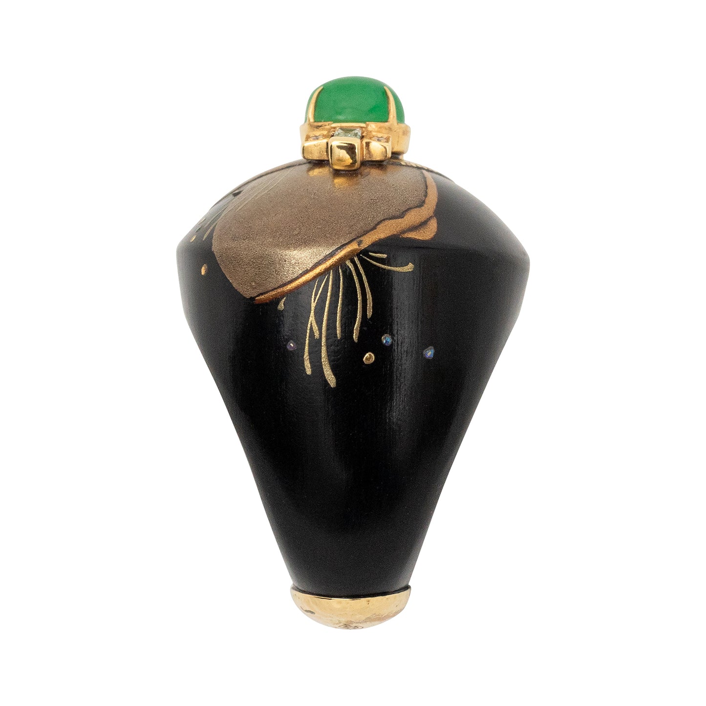 Japanese Lacquer Ring with Jade and Diamond
