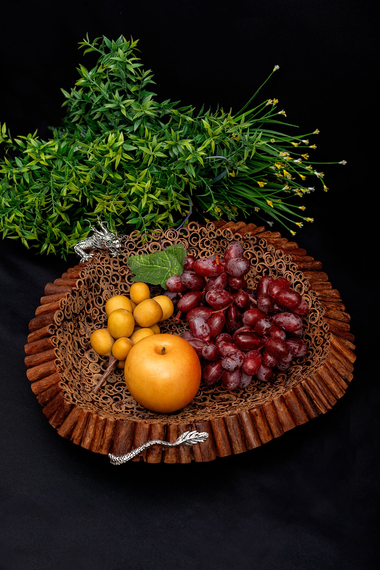 Cinnamon Tray with Sterling Silver Dragon