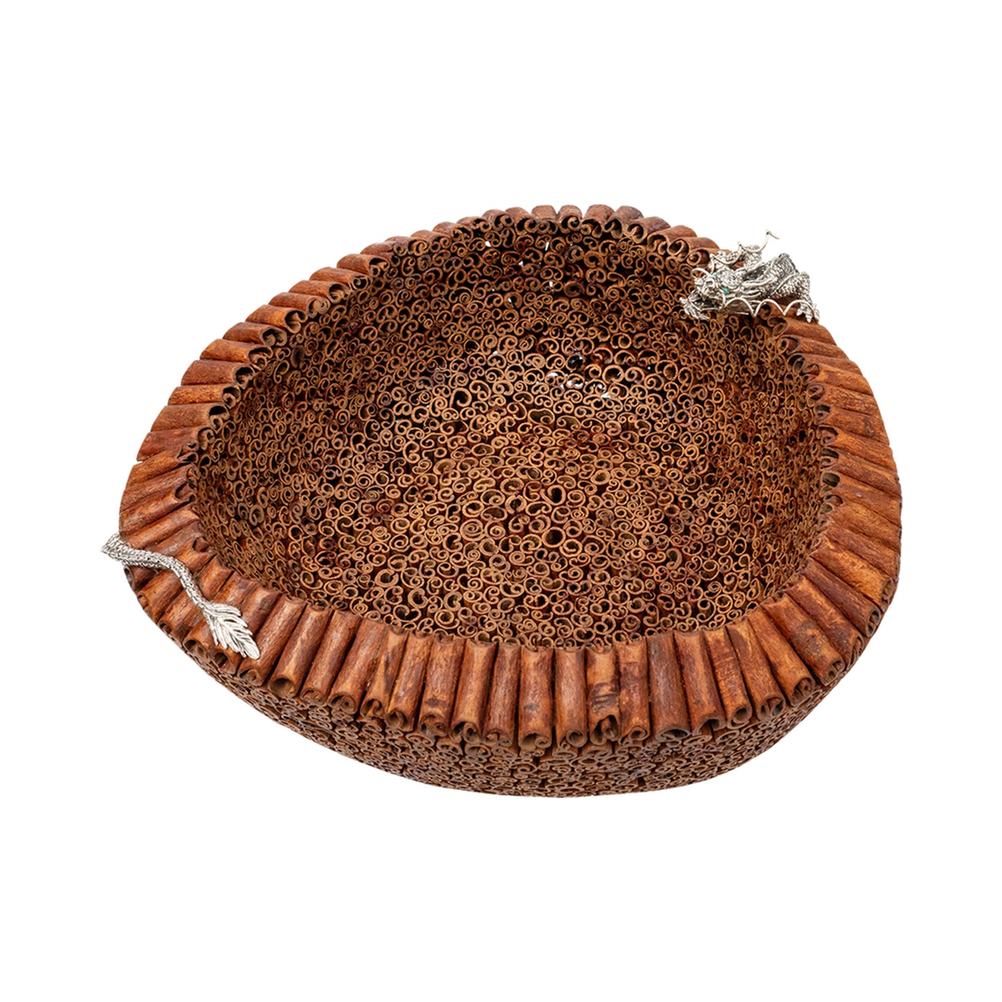 Cinnamon Bowl with Sterling Silver Dragon (S)