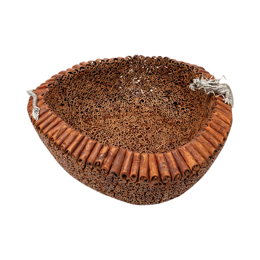 Cinnamon Bowl with Sterling Silver Dragon (S)