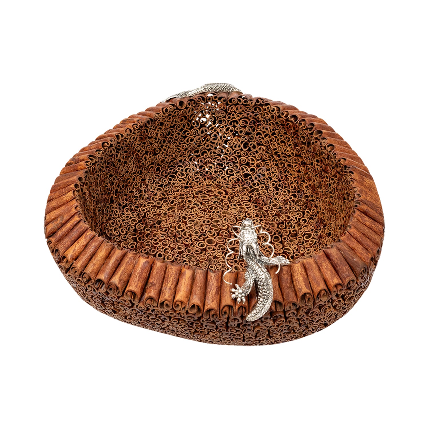 Cinnamon Bowl with Sterling Silver Dragon (S)