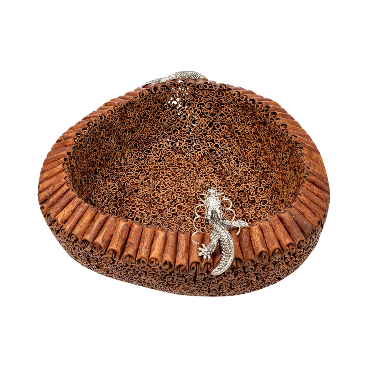 Cinnamon Bowl with Sterling Silver Dragon (S)