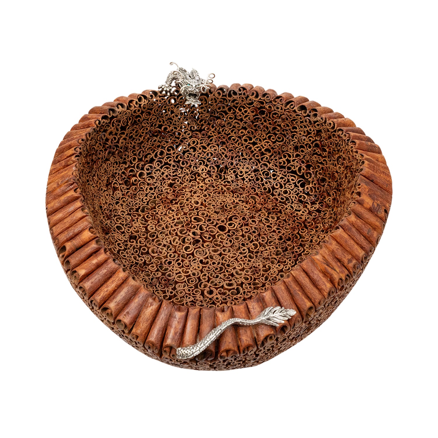 Cinnamon Bowl with Sterling Silver Dragon (S)