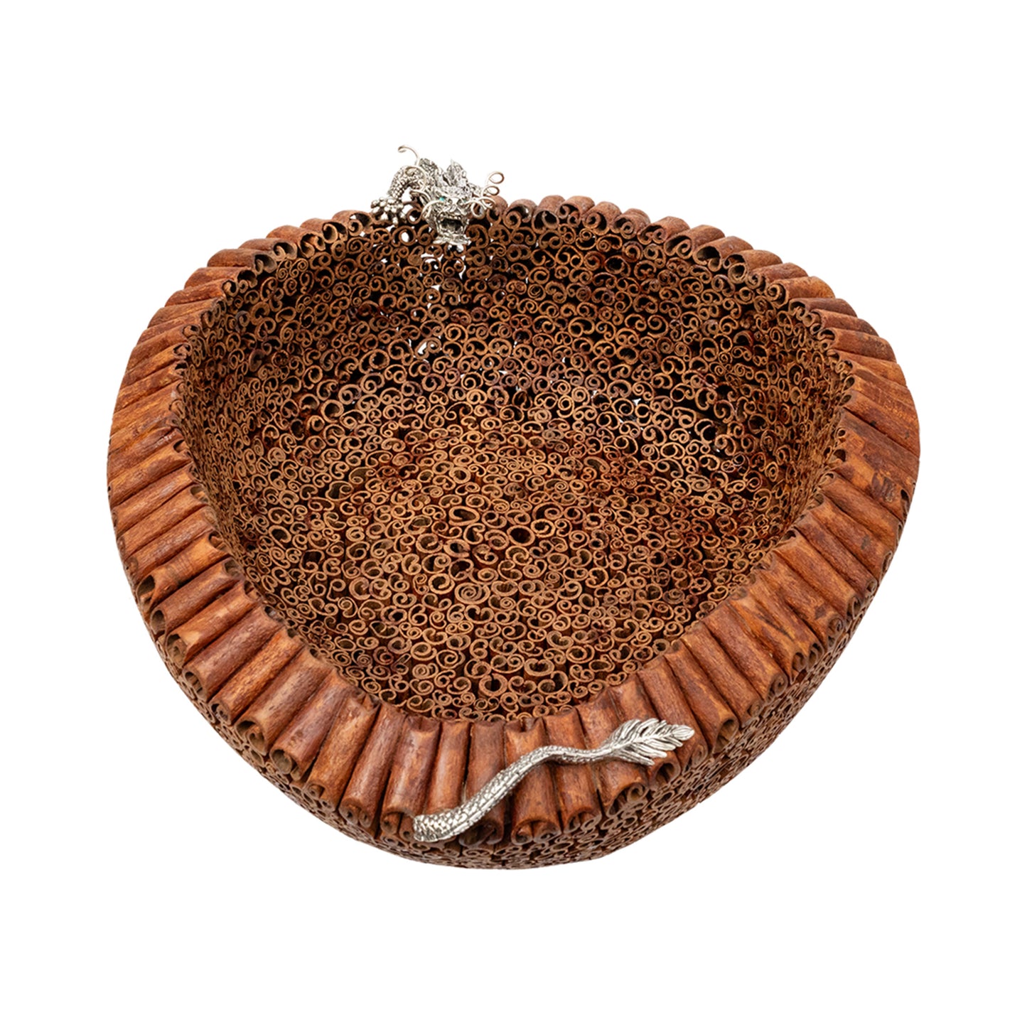 Cinnamon Bowl with Sterling Silver Dragon (S)