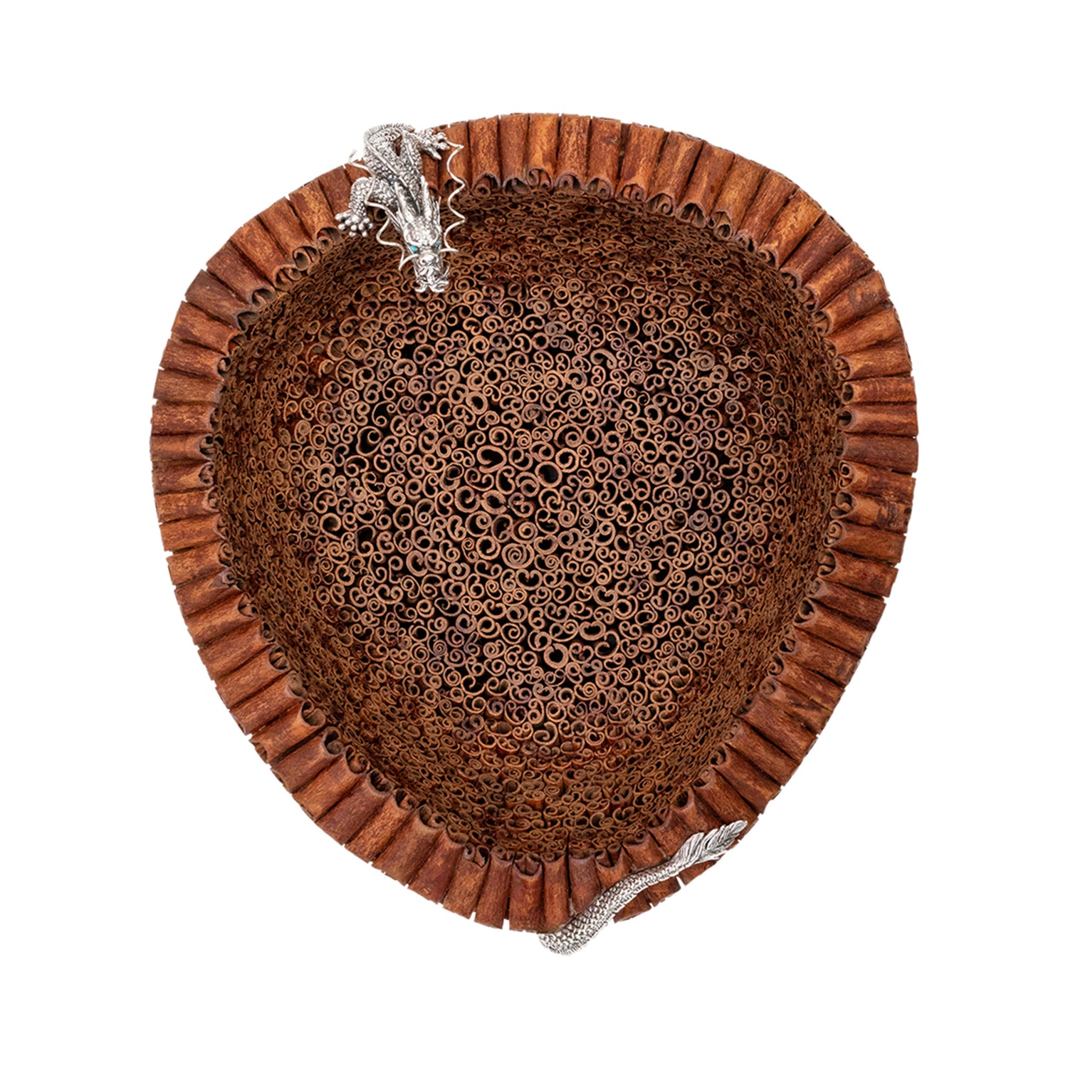 Cinnamon Bowl with Sterling Silver Dragon (S)