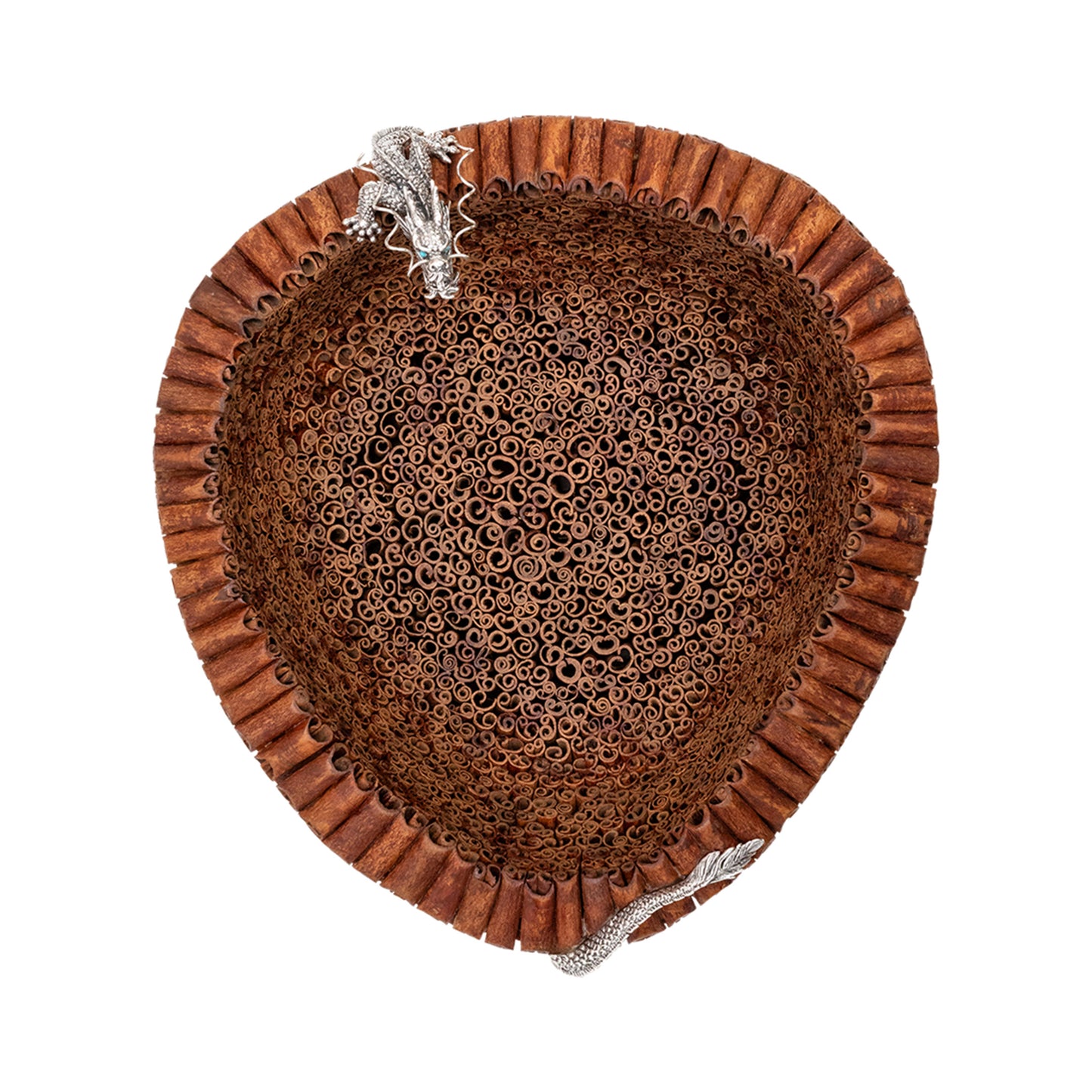 Cinnamon Bowl with Sterling Silver Dragon (S)
