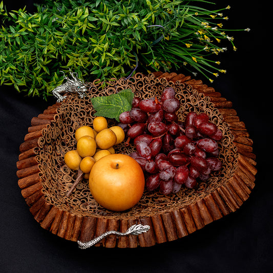 Cinnamon Bowl with Sterling Silver Dragon (S)