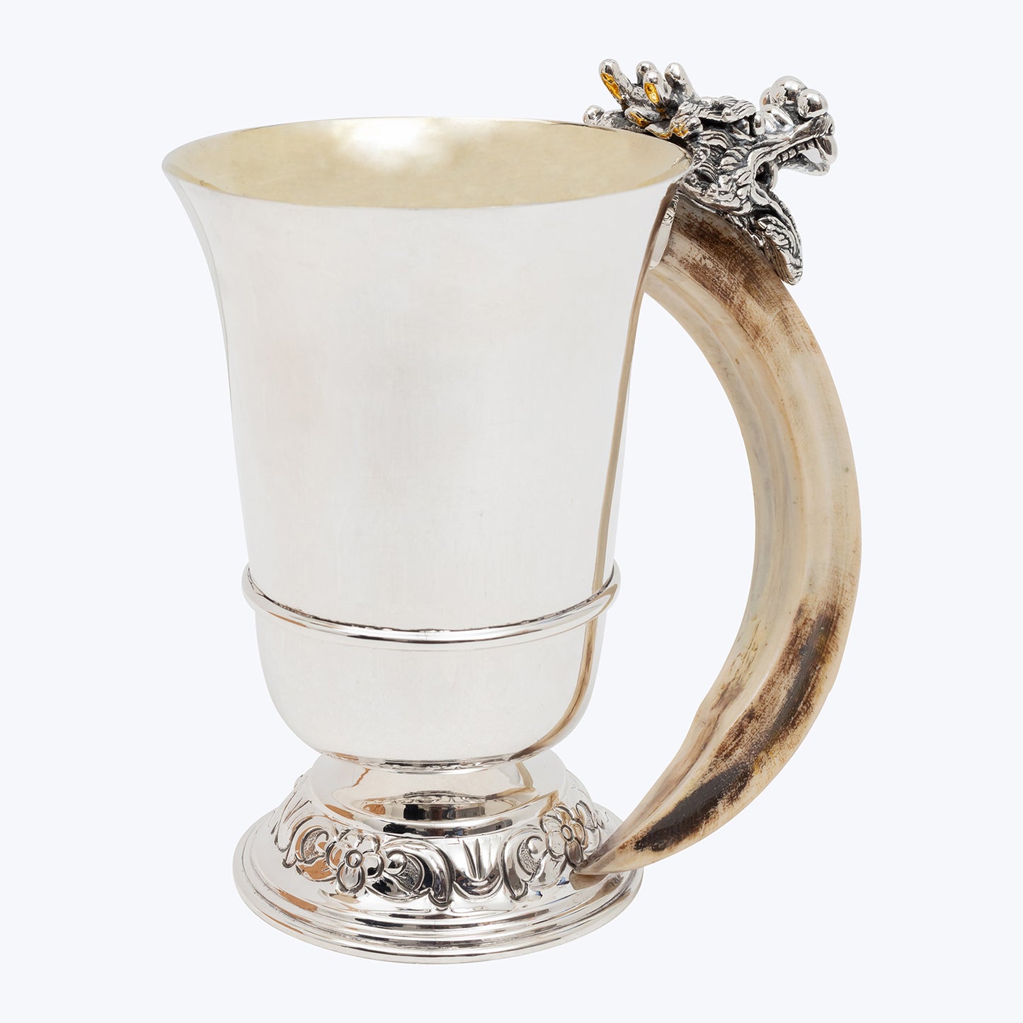 Silver Beer Mug with Dragon