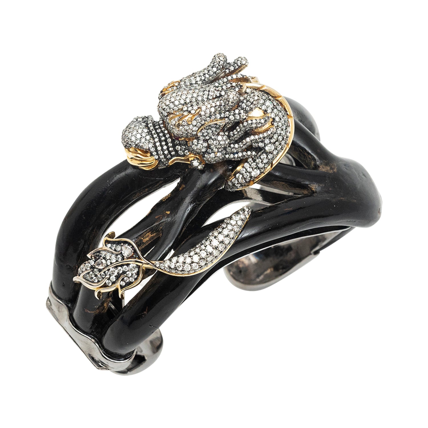 Swirling Dragon Black Wood Bangle