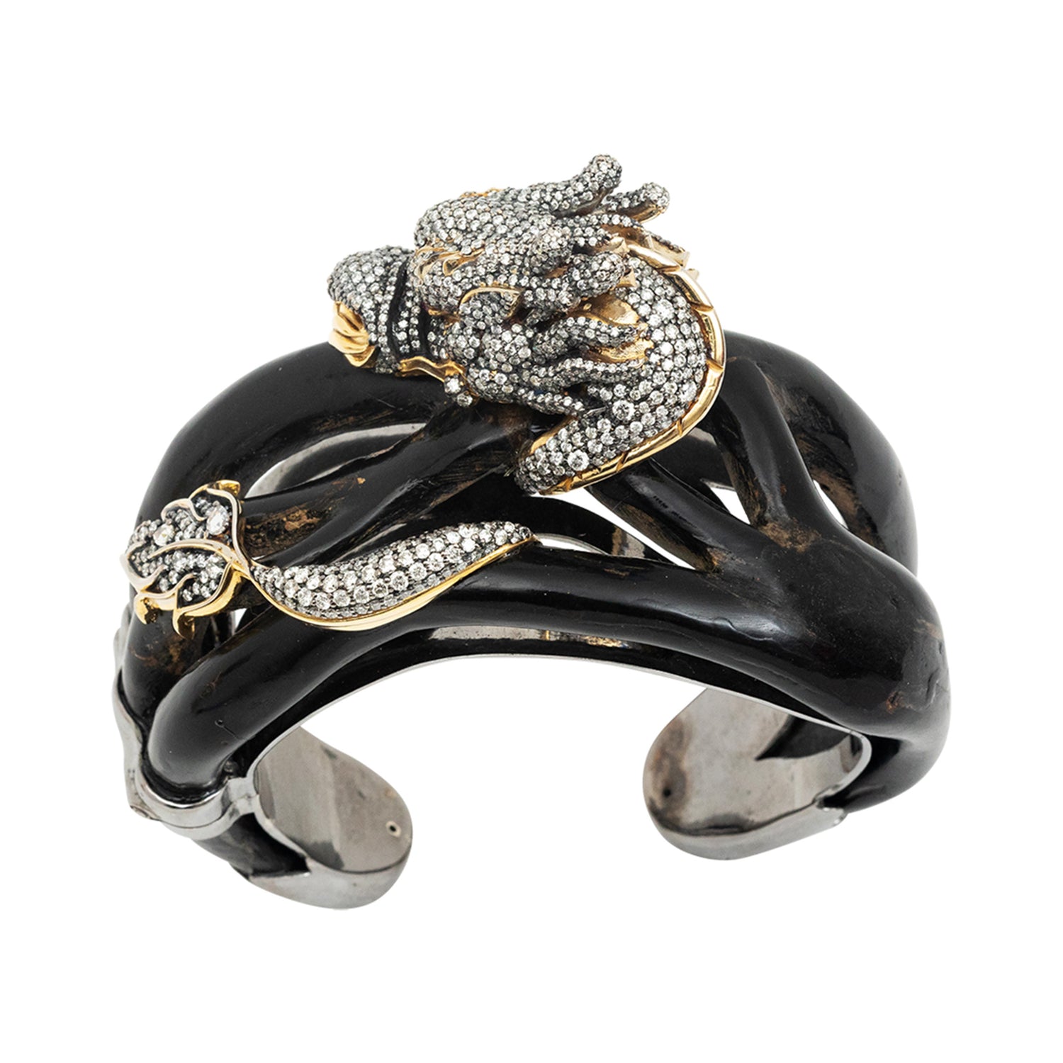 Swirling Dragon Black Wood Bangle