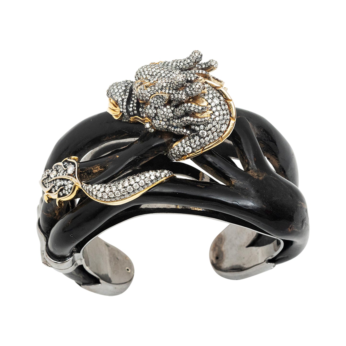 Swirling Dragon Black Wood Bangle