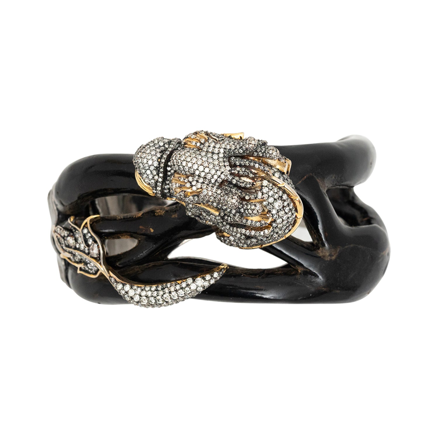 Swirling Dragon Black Wood Bangle