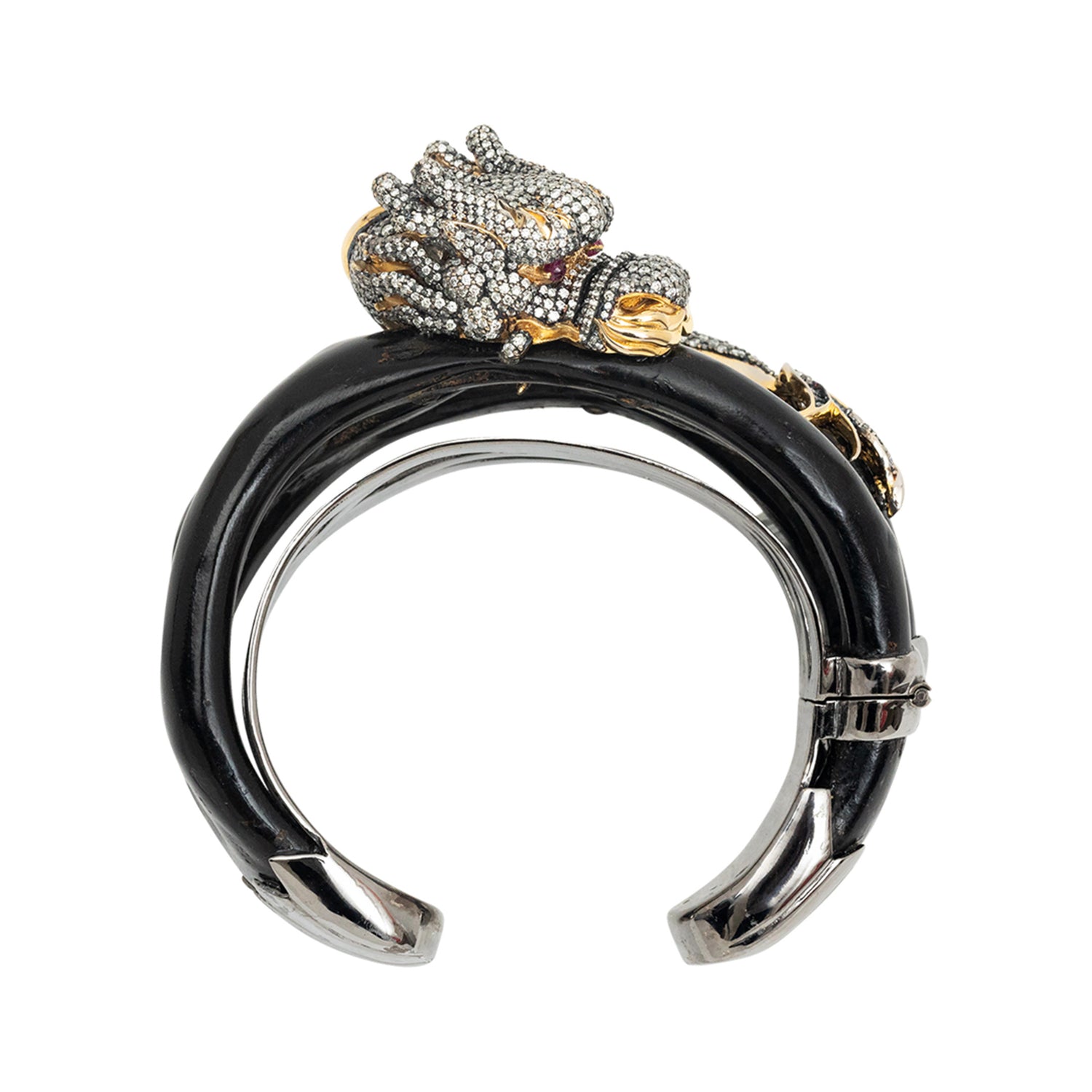 Swirling Dragon Black Wood Bangle