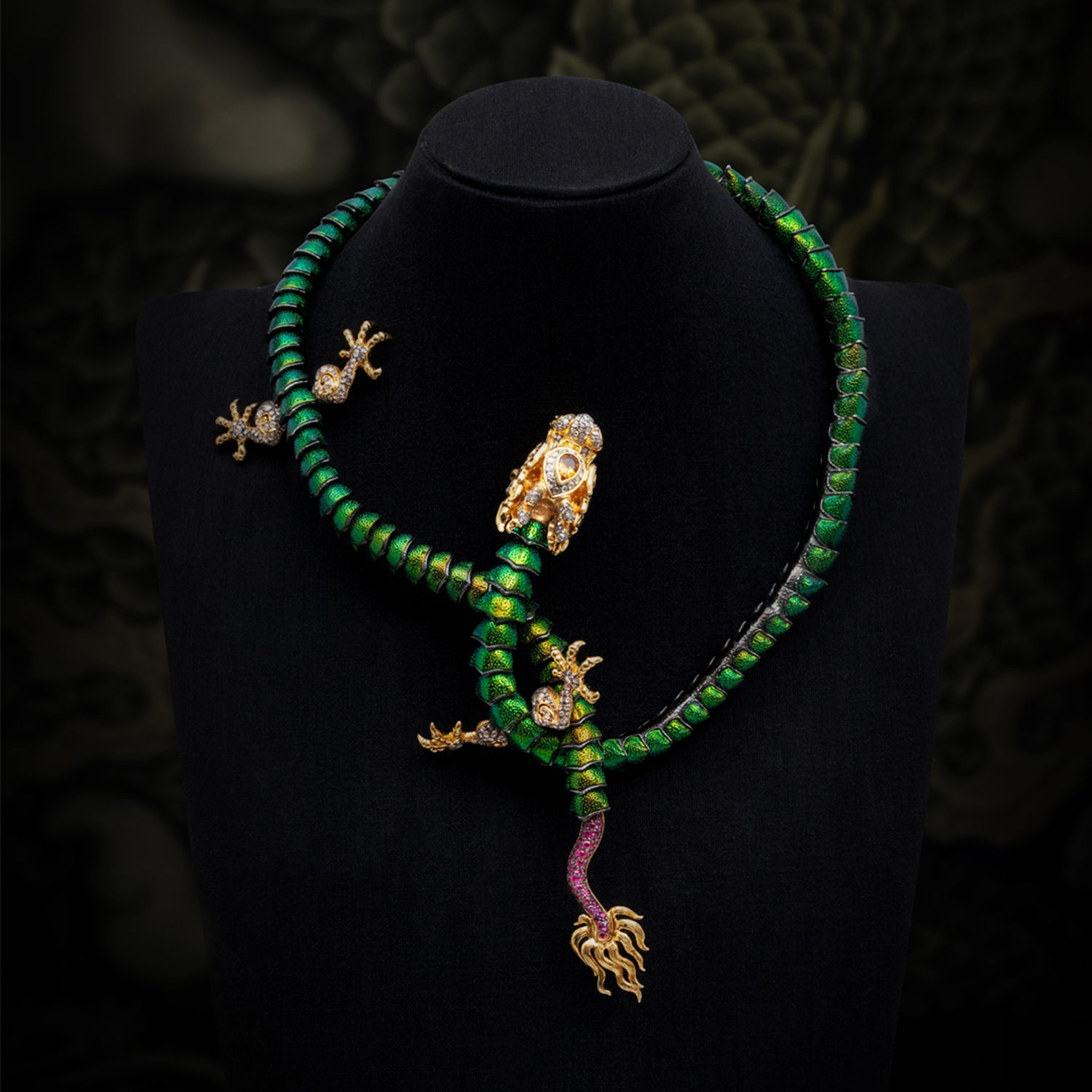 Dragon in Flight – Flexible Scarab Necklace