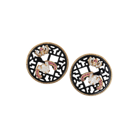 Chinese Knot and Pearl Bat Earrings