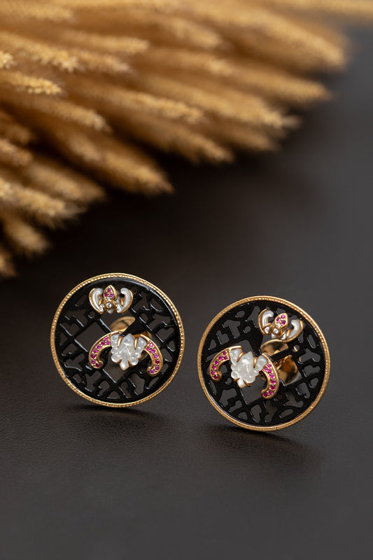 Chinese Knot Earrings with Pearl Bat