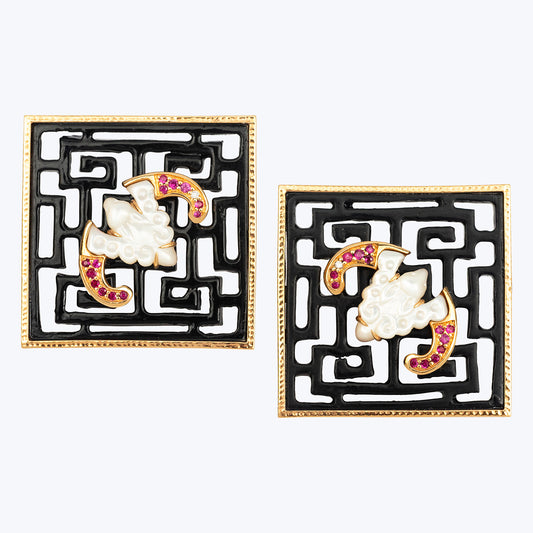 Chinese Knot Earrings with Bat