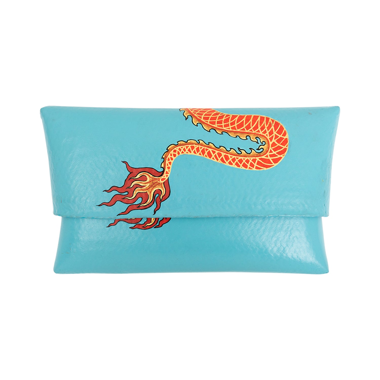 Bamboo Clutch with Hand-Painted Dragon and Tsavorite