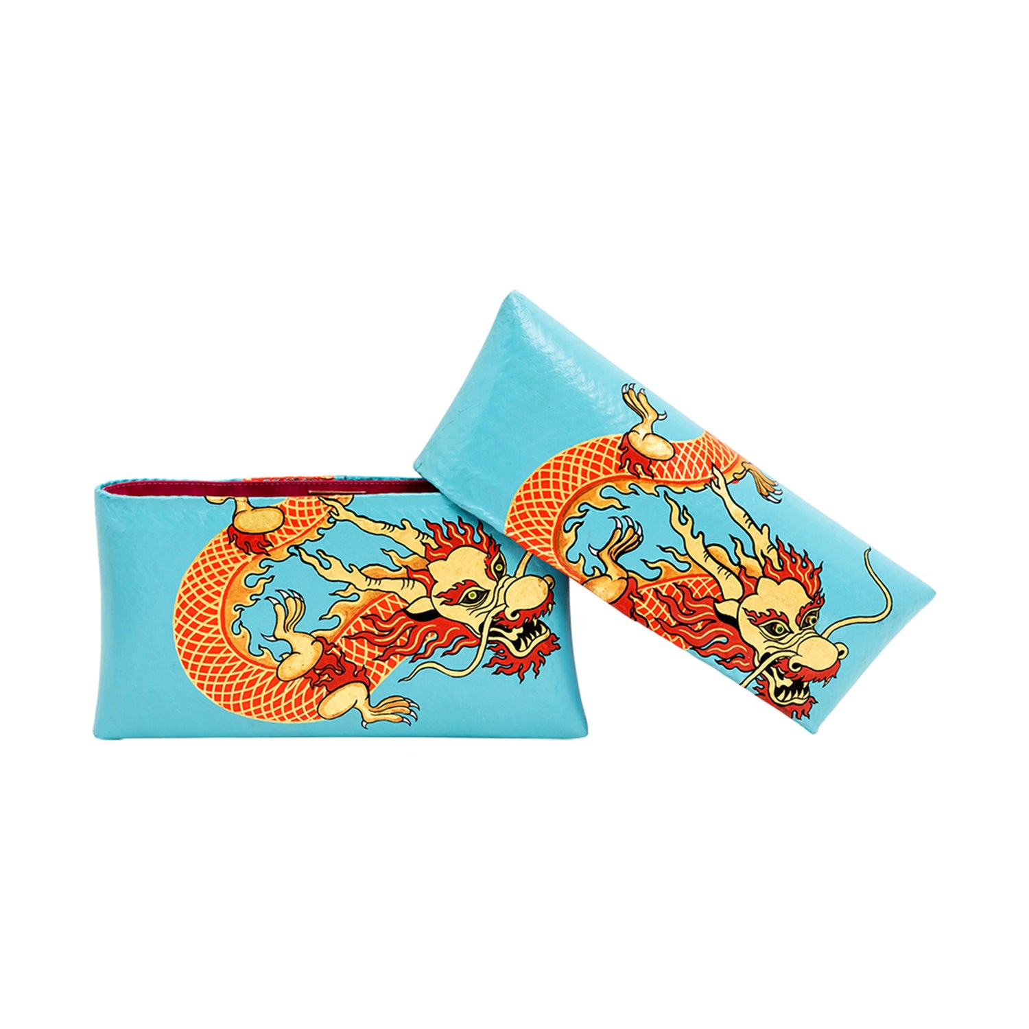 Bamboo Clutch with Hand-Painted Dragon and Tsavorite
