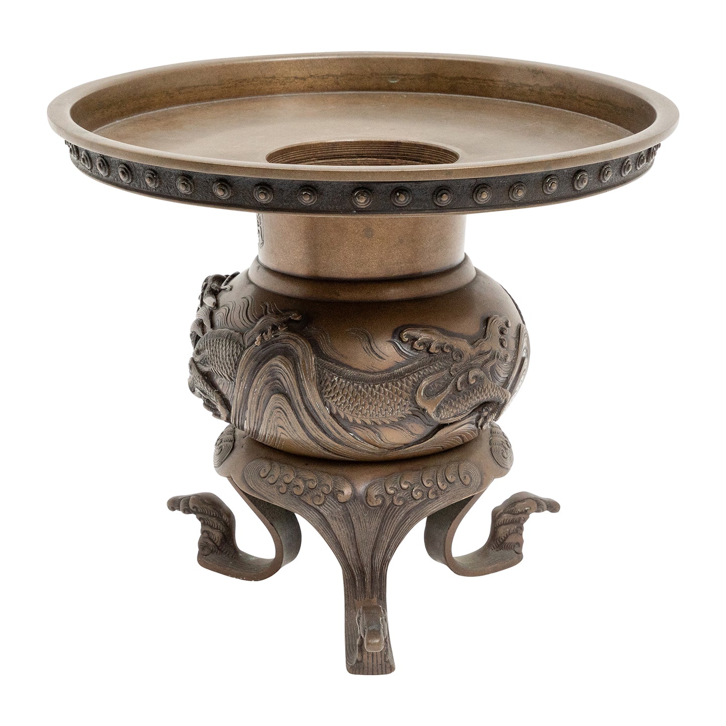 Antique Japanese Bronze  Dragon Vase