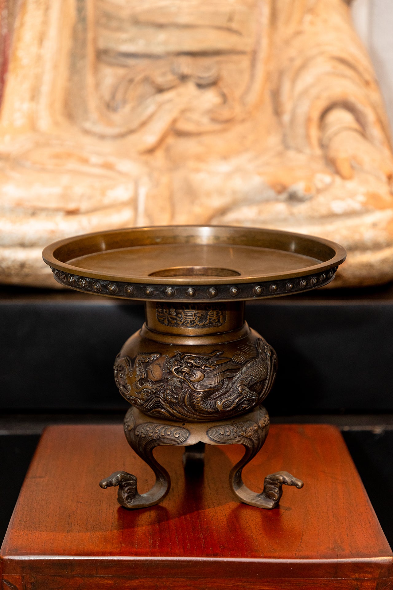 Antique Japanese Bronze  Dragon Vase