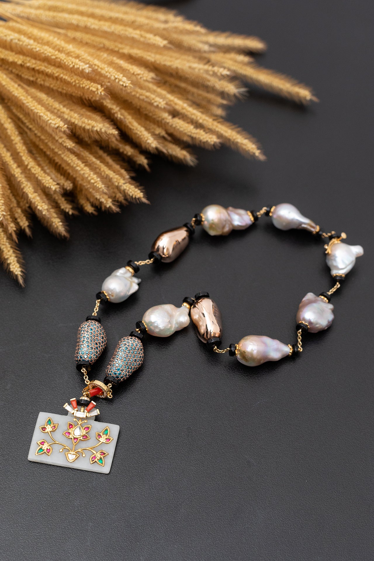 Mughal Muse and Pearl Panache Jade Necklace