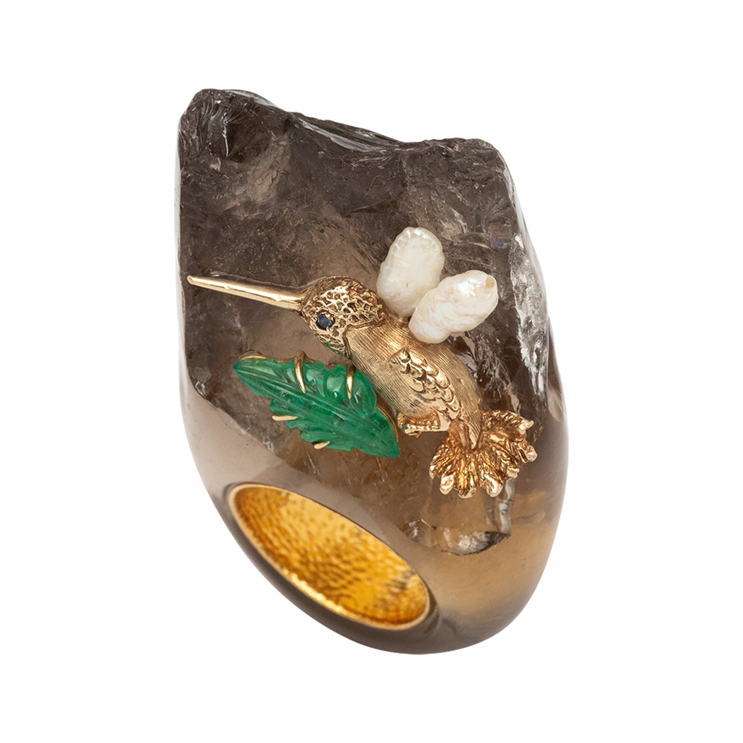 Hummingbird Smoky Quartz Ring